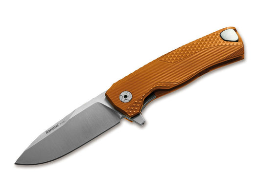 Briceag ROK Aluminium Orange Satin LionSteel- Constructie Monobloc, Clip Retractabil