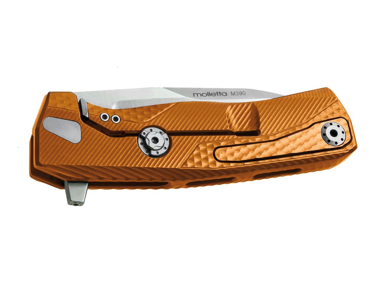 Briceag ROK Aluminium Orange Satin LionSteel- Constructie Monobloc, Clip Retractabil