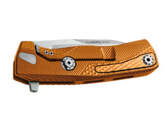 Briceag ROK Aluminium Orange Satin LionSteel- Constructie Monobloc, Clip Retractabil