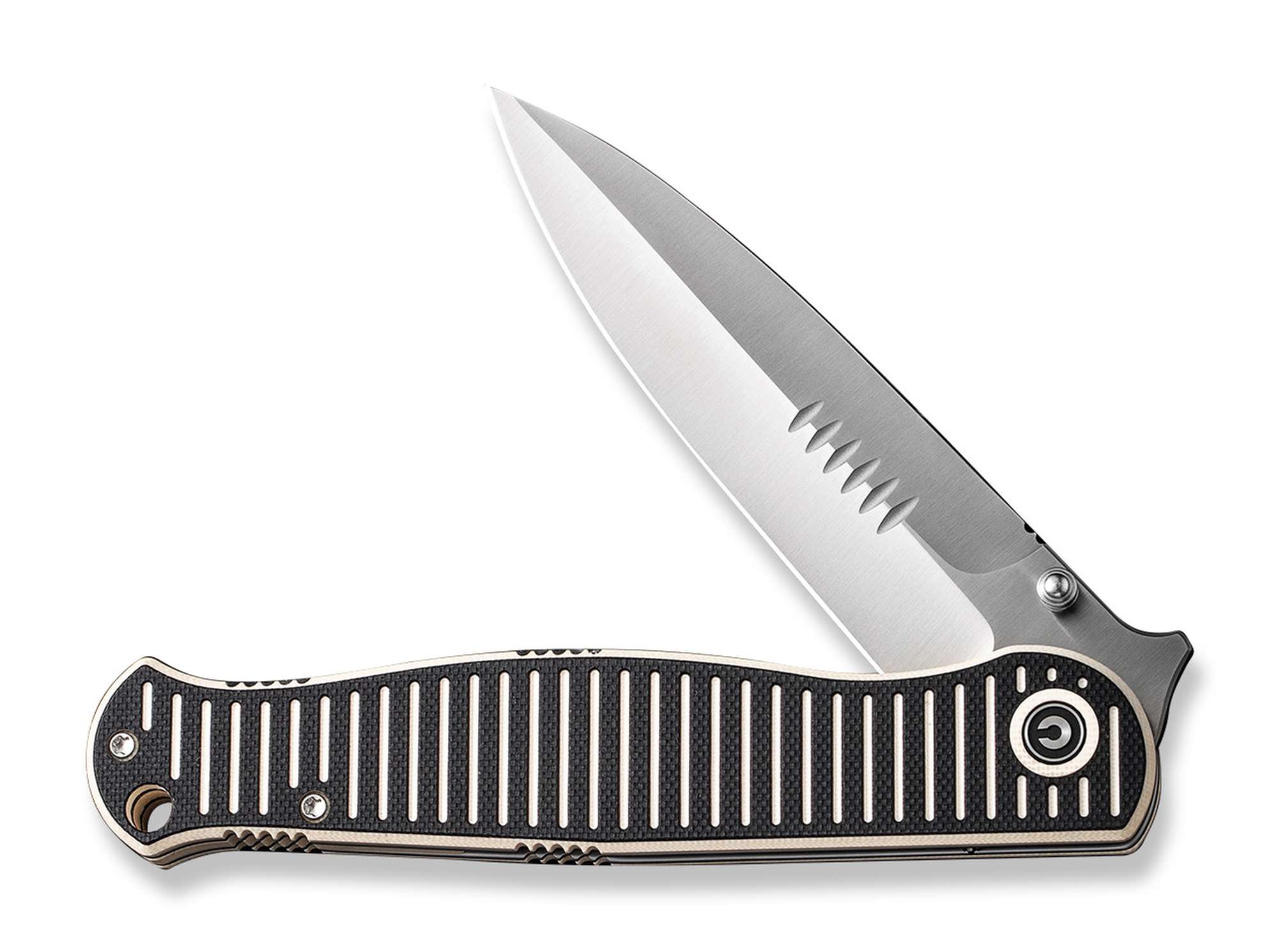 Briceag RS71 Milled G10 Ivory & Black CIVIVI- Maner G10 Frezat, Lama Nitro-V