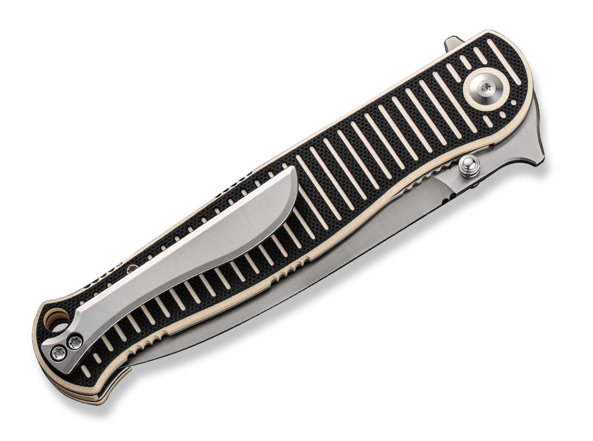 Briceag RS71 Milled G10 Ivory & Black CIVIVI- Maner G10 Frezat, Lama Nitro-V