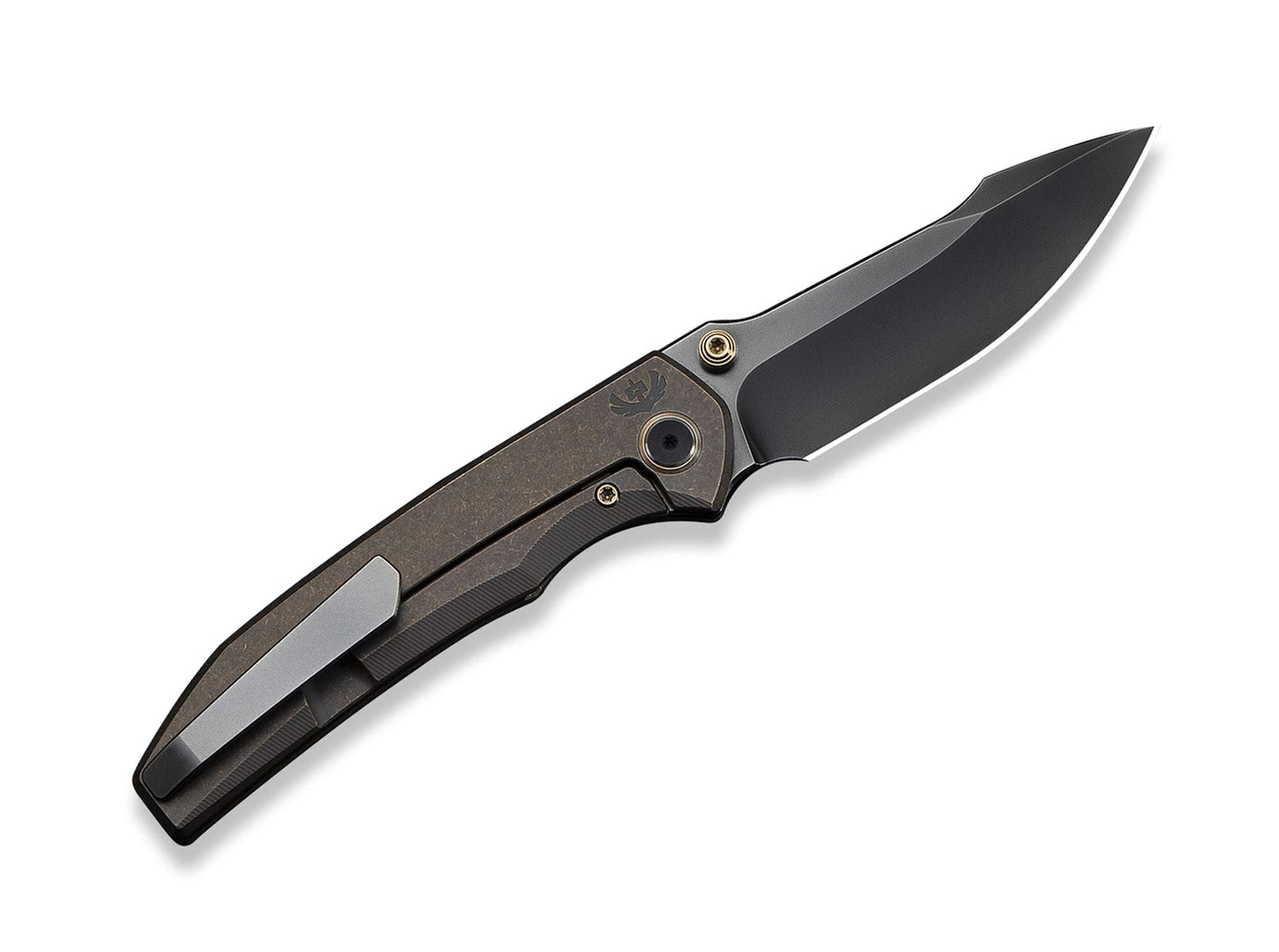 Briceag Ryson M390 Bronze Ti Black Stonewashed WE Knife- Lama M390, Maner Titan