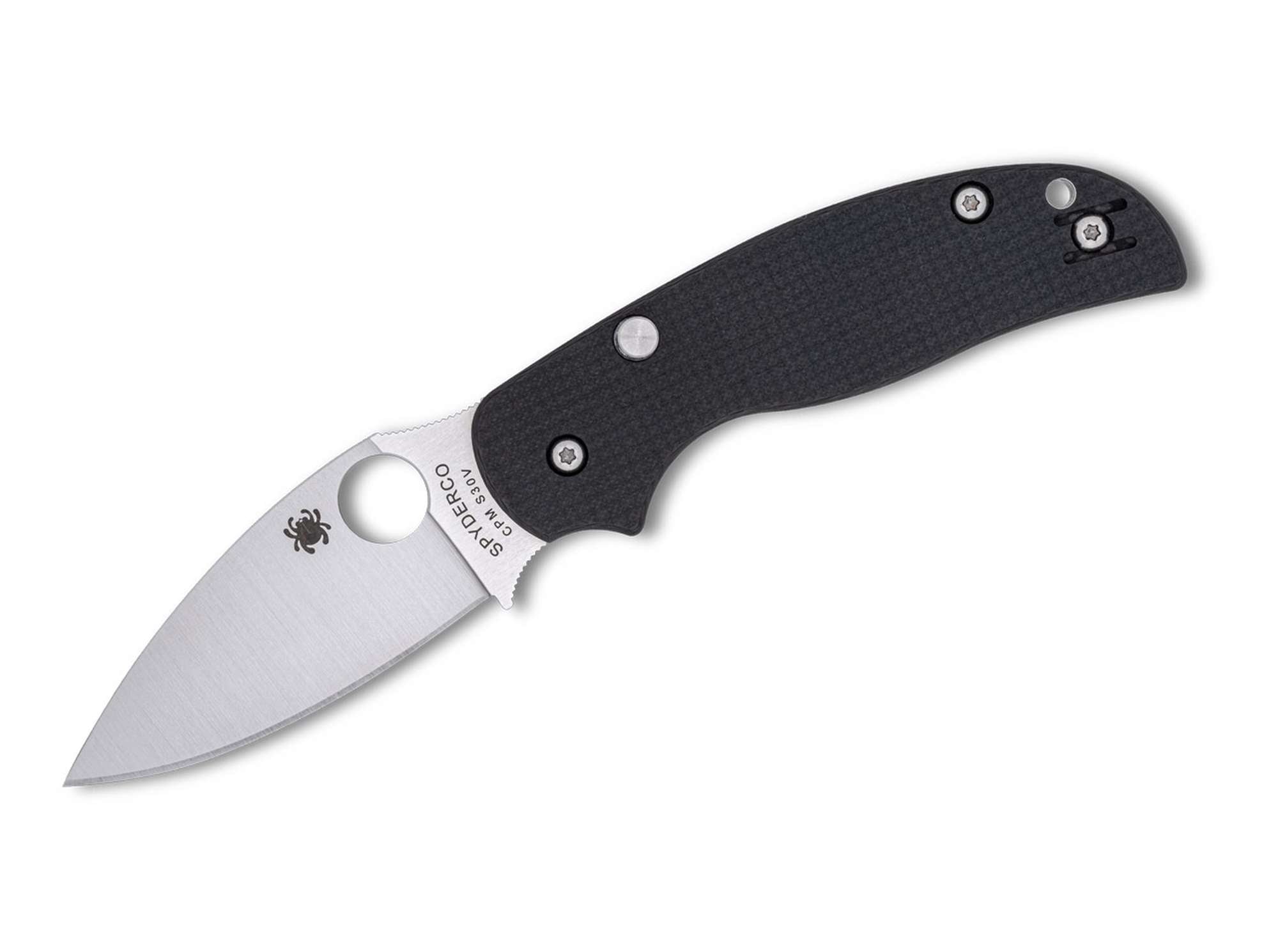 Briceag Sage 6 CPM-S30V CF Button Compression Lock PlainEdge Spyderco- Utilizare EDC, Blocare Sigură