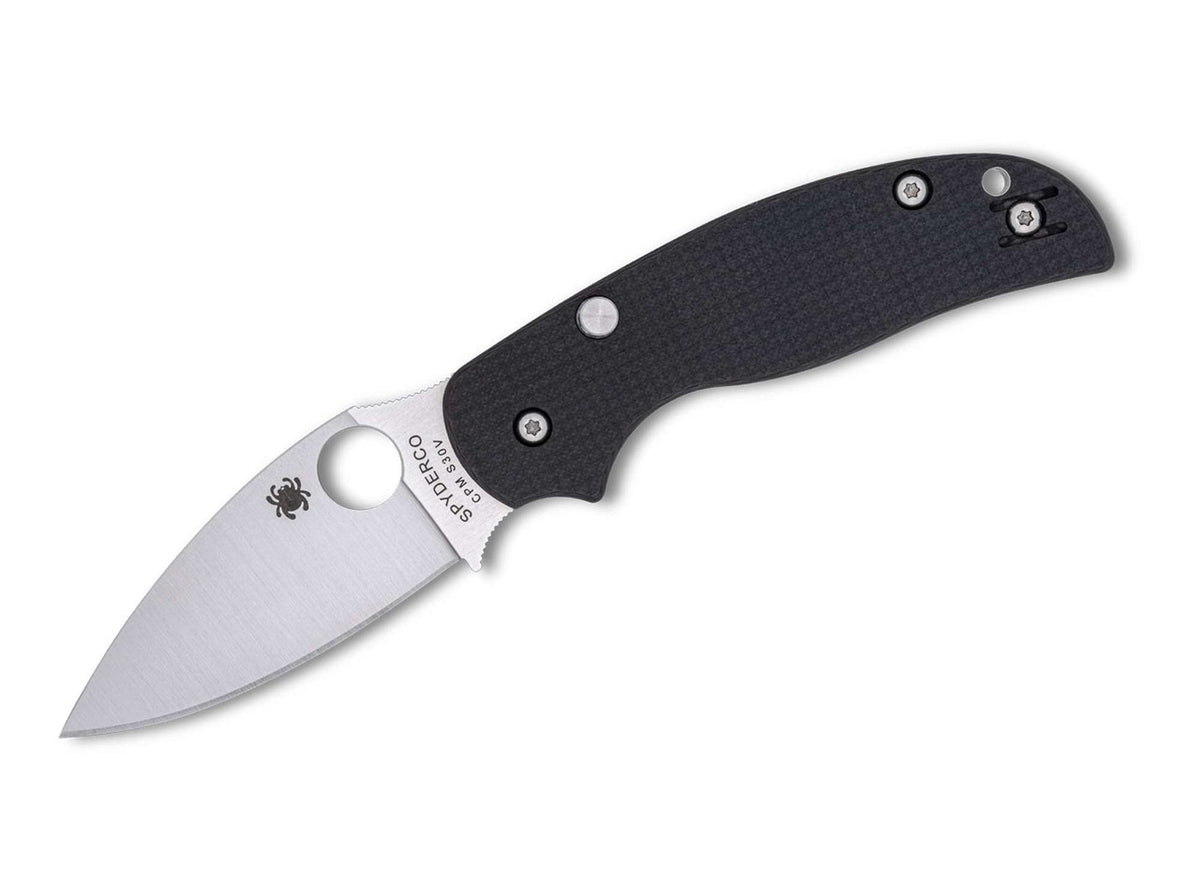Briceag Sage 6 CPM-S30V CF Button Compression Lock PlainEdge Spyderco- Utilizare EDC, Blocare Sigură