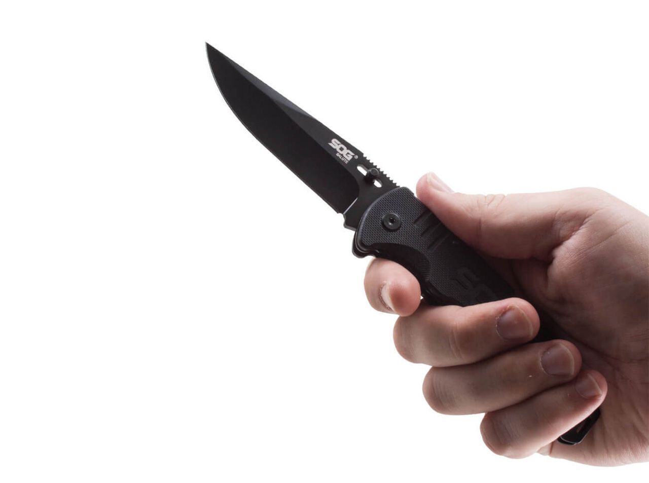 Briceag Salute Black SOG- Maner G10 Aderent, Lama Acoperita