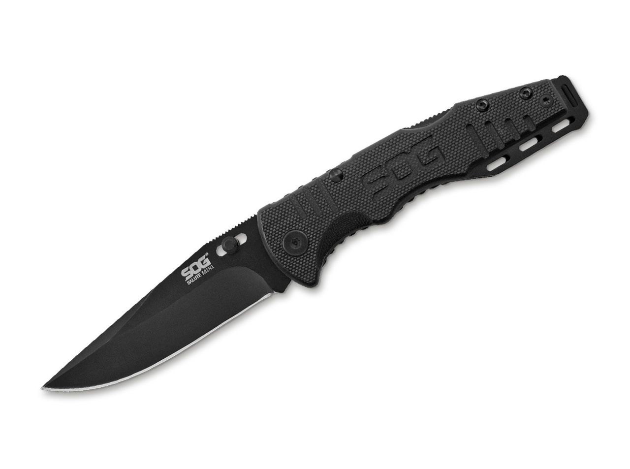 Briceag Salute Mini Black SOG- Maner G10 Texturat, Mecanism Backlock