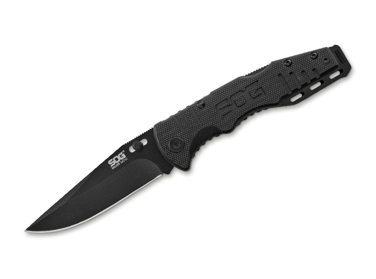 Briceag Salute Mini Black SOG- Maner G10 Texturat, Mecanism Backlock
