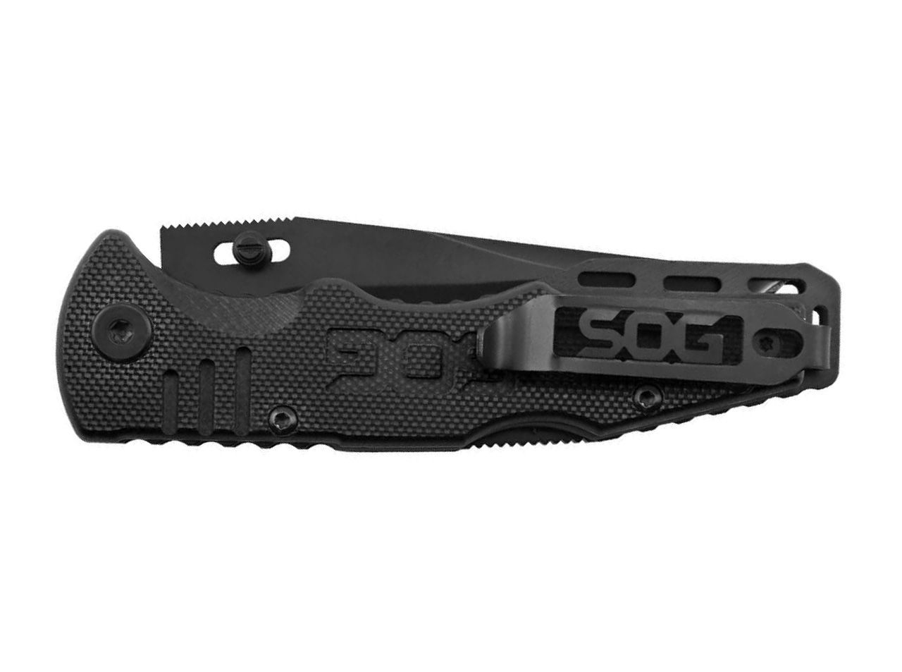 Briceag Salute Mini Black SOG- Maner G10 Texturat, Mecanism Backlock