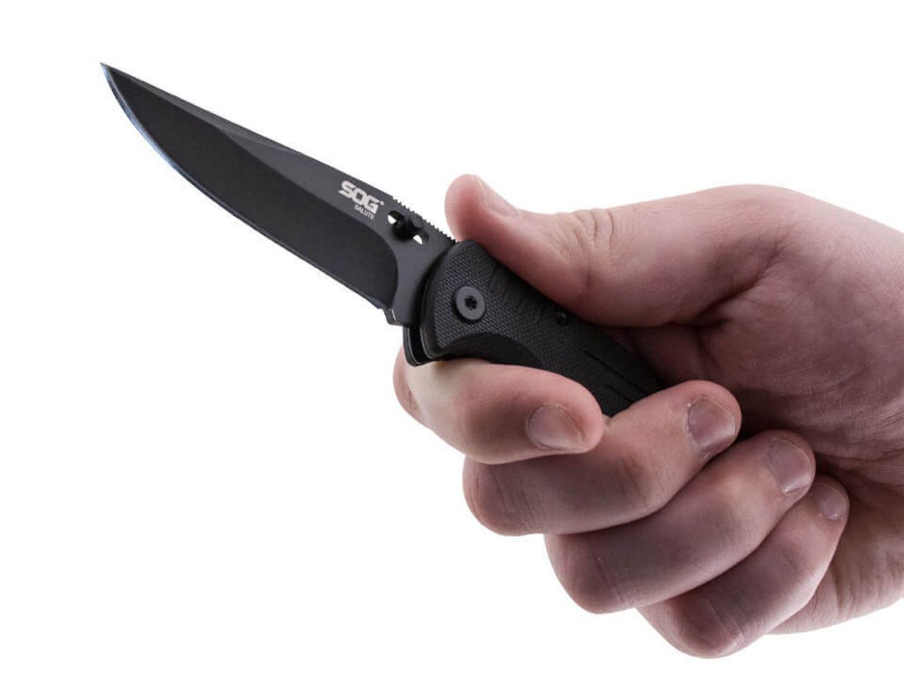 Briceag Salute Mini Black SOG- Maner G10 Texturat, Mecanism Backlock