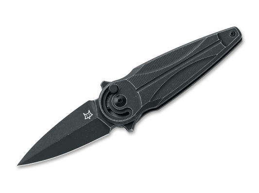 Briceag Saturn Aluminum All Black Fox Knives- Design Complet Negru, Lama N690