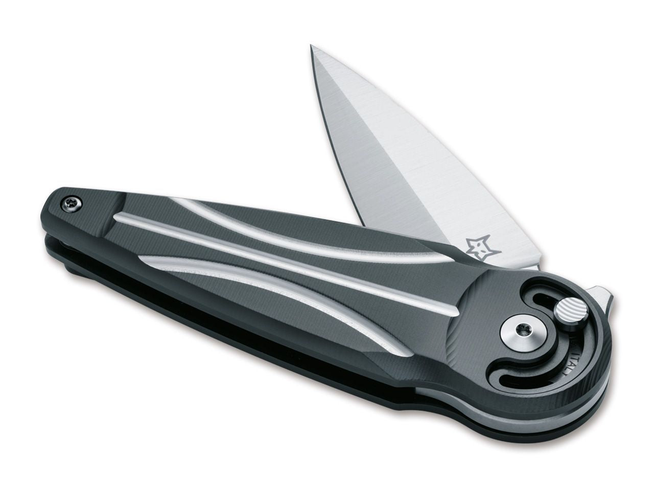 Briceag Saturn Titanium Black Fox Knives- Mâner Titan Negru, Mecanism Inovator