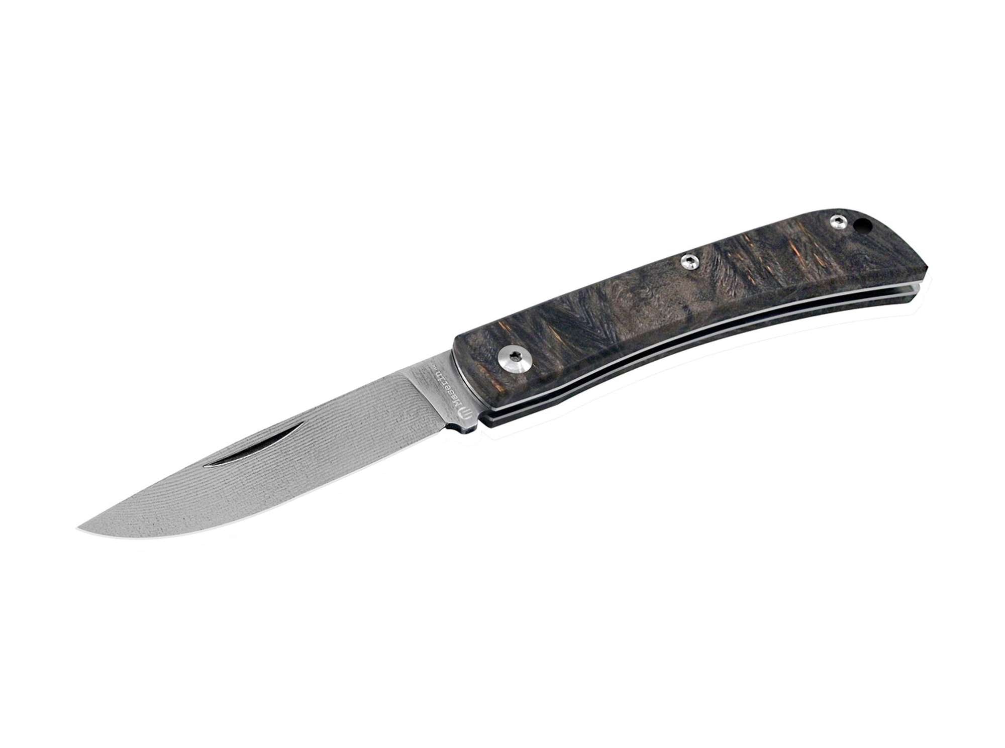 Briceag Scout Damascus Black Poplar Wood Maserin- Lama Damascus, Slipjoint