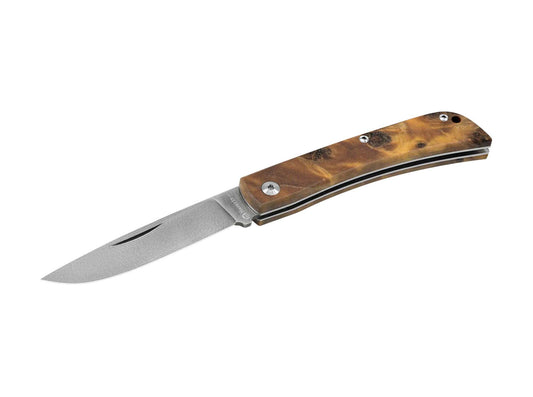 Briceag Scout Damascus Poplar Wood Maserin- Lama Damasc, Maner Lemn Plop