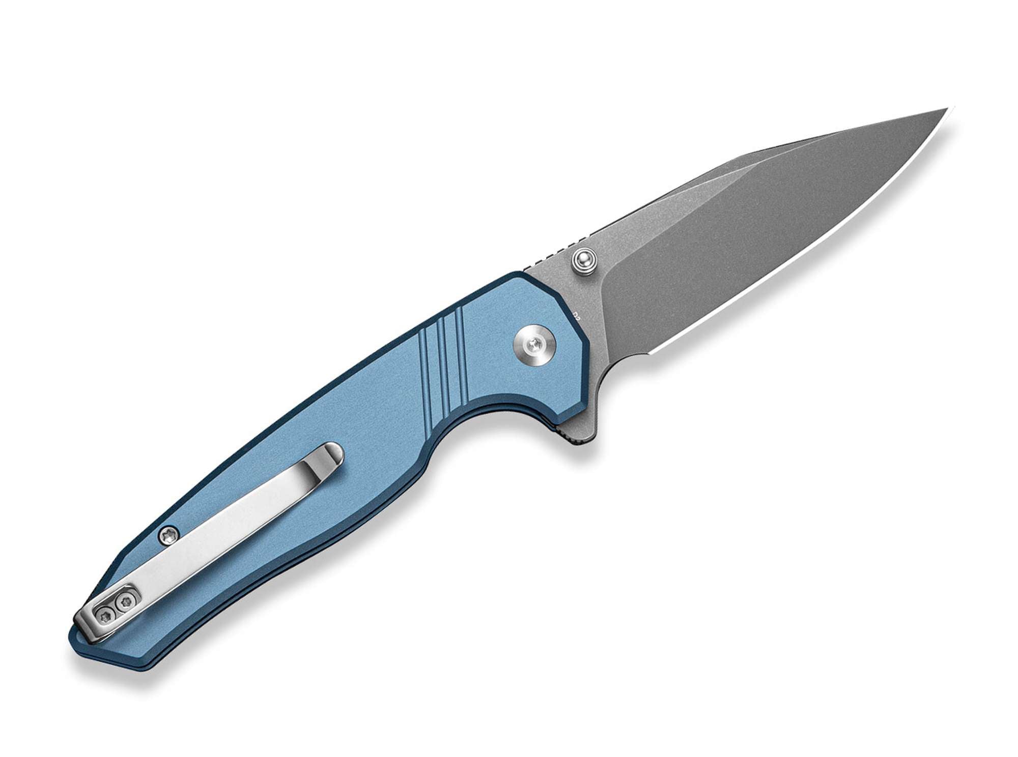 Briceag Selkyris D2 Blue Aluminum Gray Stonewash SENCUT- Lama D2, EDC