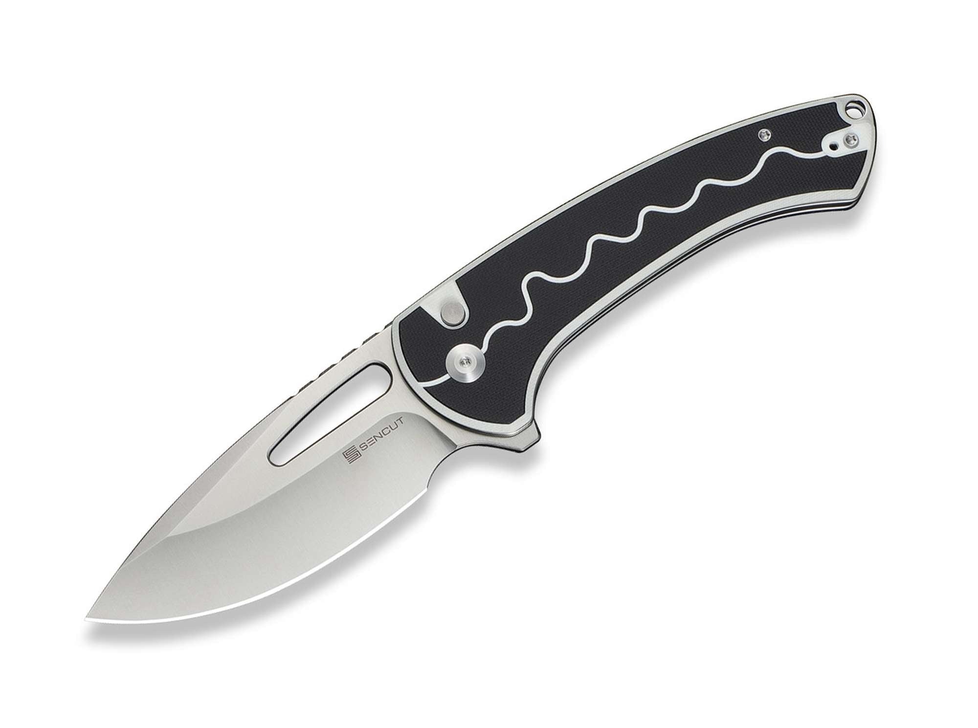 Briceag SENCUT Squiggy Black & White G10 CWS International- G10, EDC