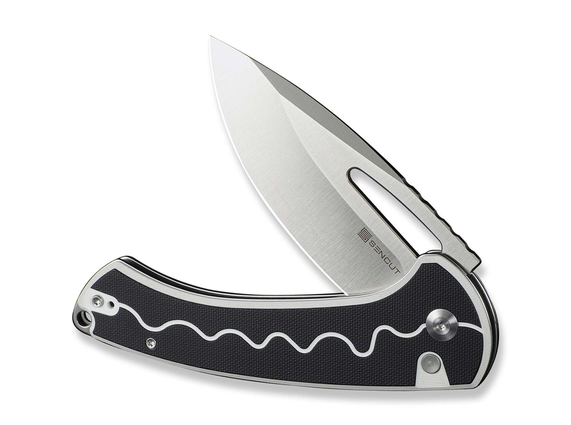 Briceag SENCUT Squiggy Black & White G10 CWS International- G10, EDC