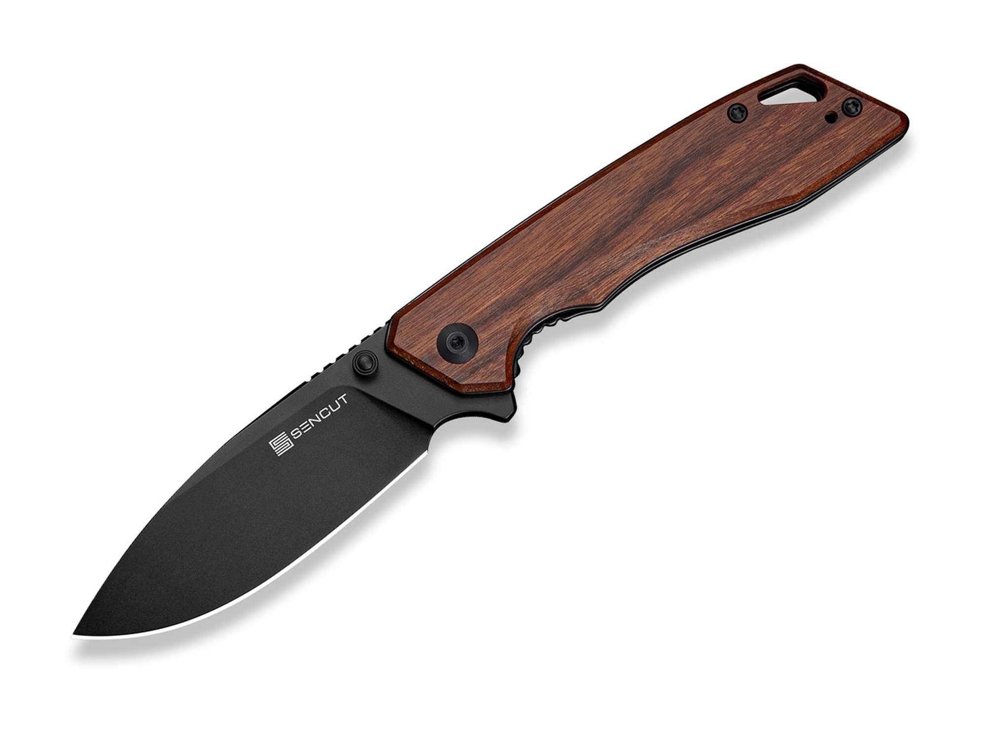 Briceag SENCUT Stratex Guibourtia – Cuțit EDC Elegant cu Mâner din Lemn