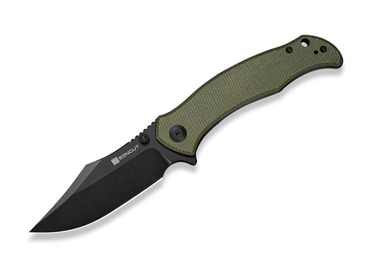 Briceag SENCUT Tauron D2 Olive Canvas Micarta Black Blade CWS International Co.,Limited- Lama D2, Maner Micarta