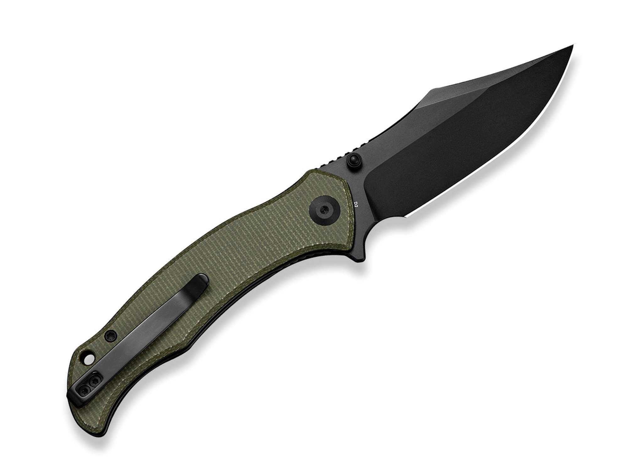 Briceag SENCUT Tauron D2 Olive Canvas Micarta Black Blade CWS International Co.,Limited- Lama D2, Maner Micarta