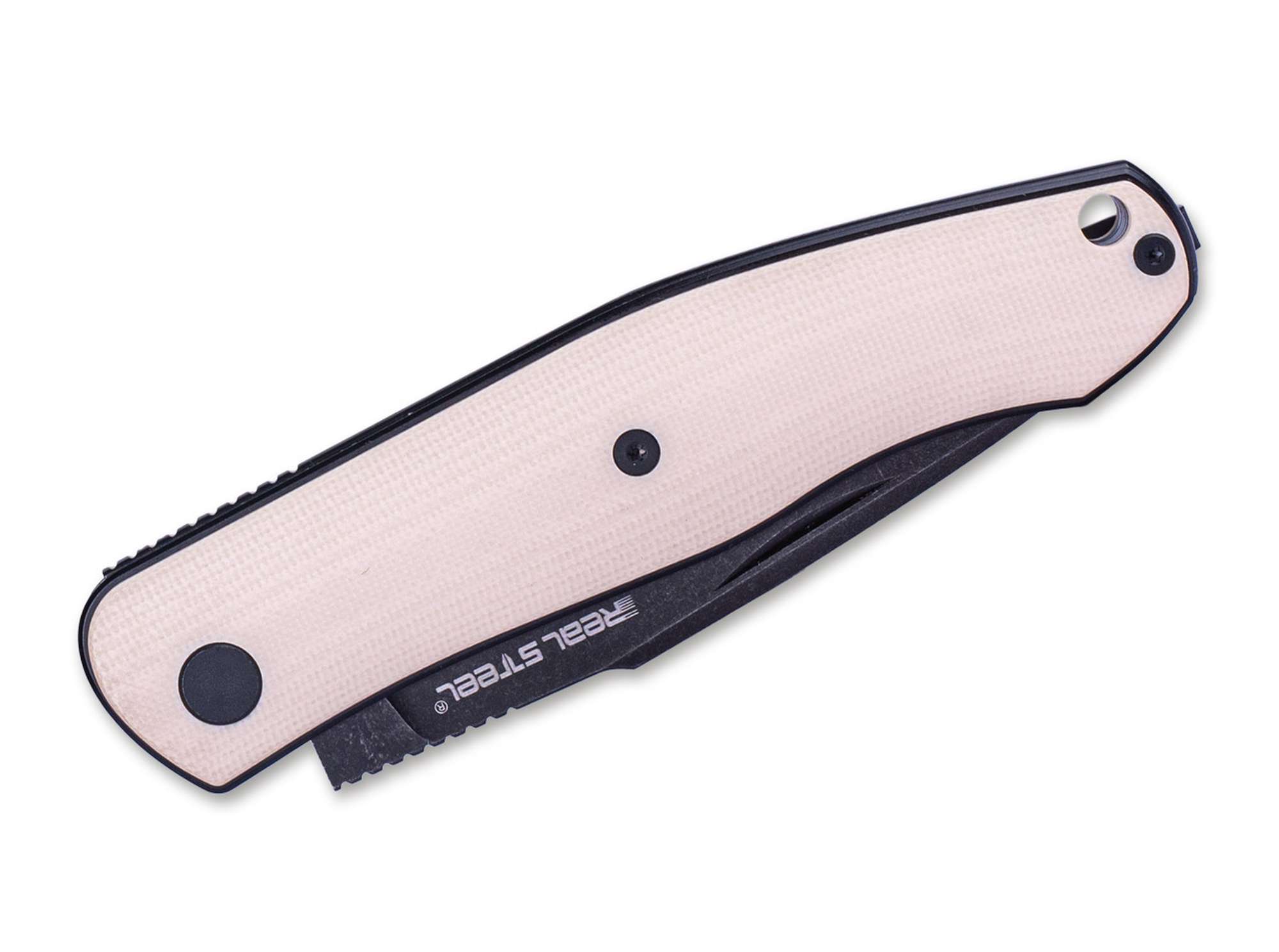 Briceag Serenity G10 Ivory BW Real Steel- Lama Blackwash N690, Maner G10