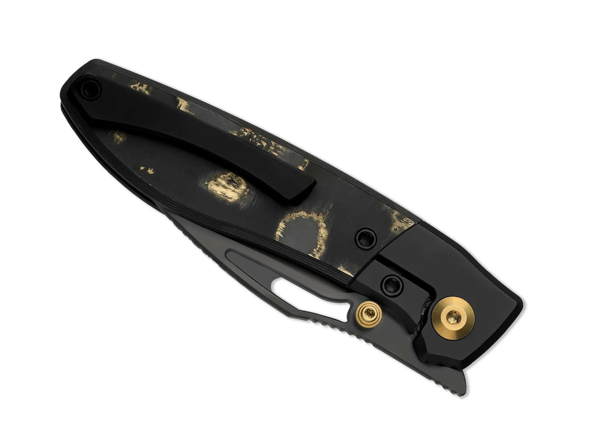Briceag Shrike S45VN Black Ti CF Camo Gold DLC Kizer- Durabil, Eficient