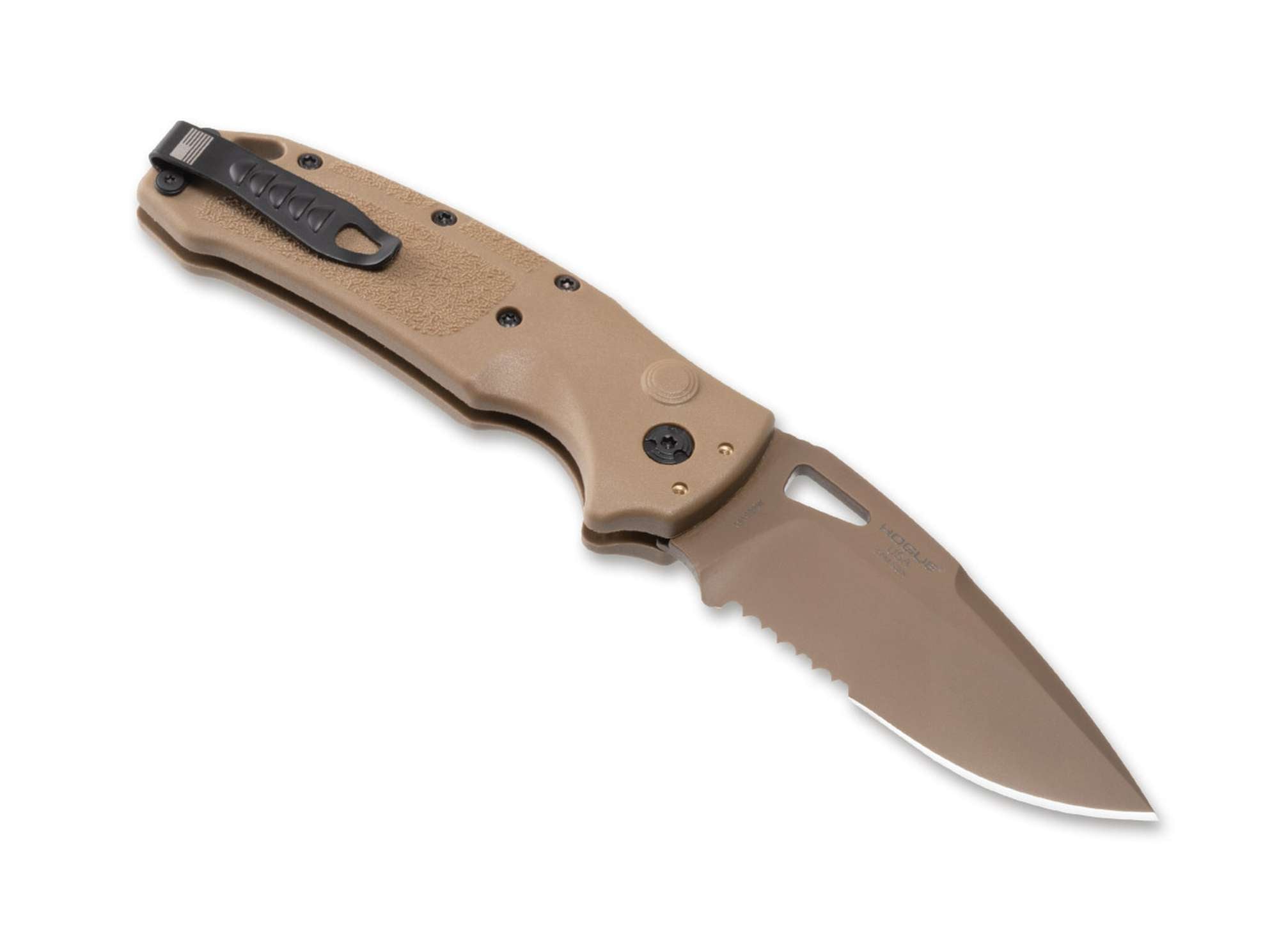 Briceag SIG K320A M17/M18 3.5" DPB Partial Serrated Tan Hogue- Automat, Sigur
