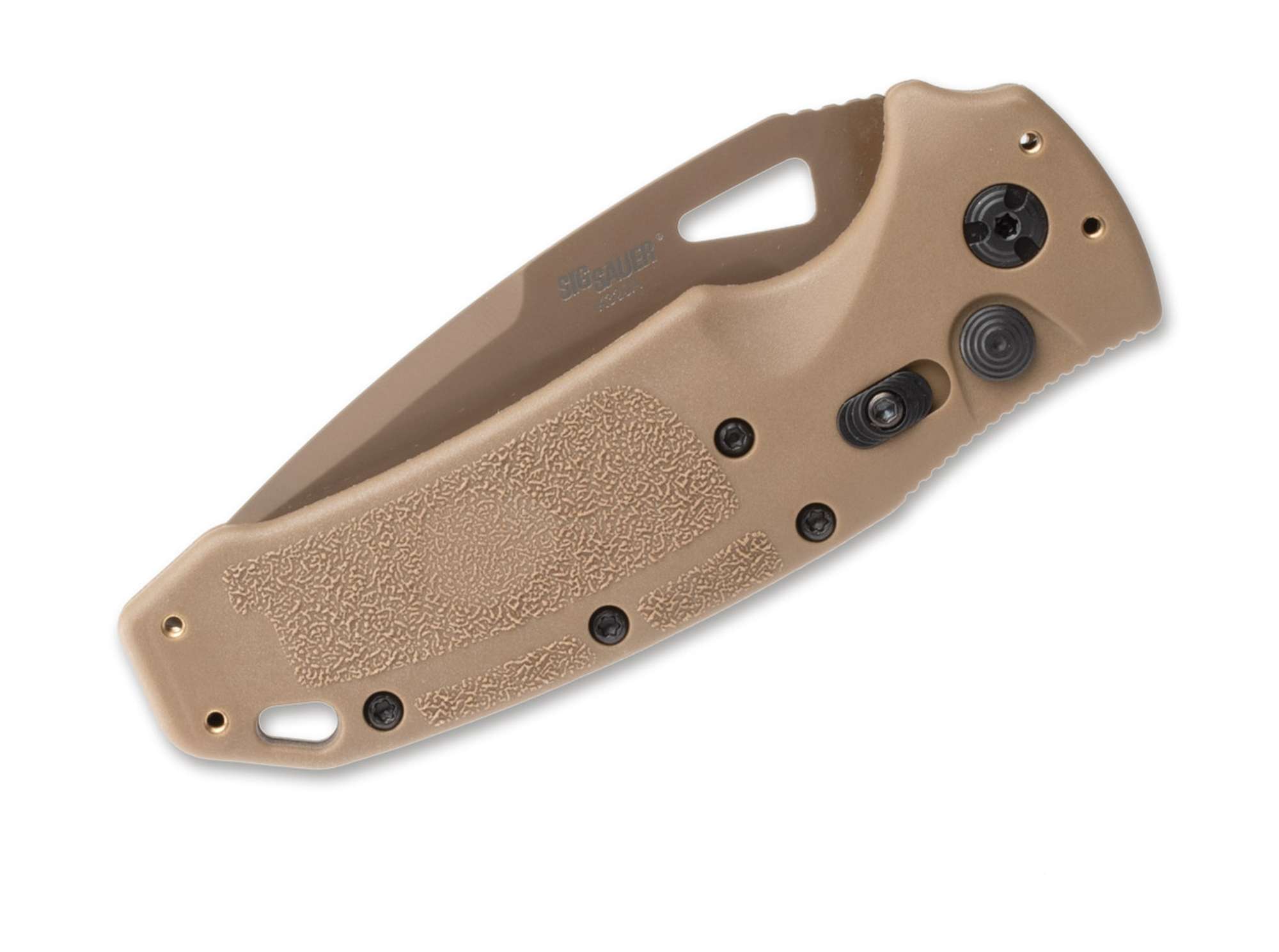 Briceag SIG K320A M17/M18 3.5" DPB Partial Serrated Tan Hogue- Automat, Sigur