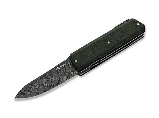 Briceag Silver Sport Knife Damascus CF Green Maserin- Lama Damasc, Maner Carbon