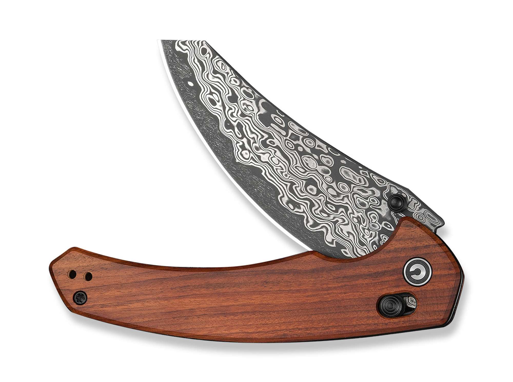 Briceag Sixgill Damascus Guibourtia CIVIVI- Lama Damasc, Maner Lemn Bubinga