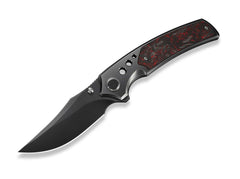 Briceag Skynix M390 Dark Gray Ti Black & Red CF WE Knife- Otel M390, Maner Ti/CF