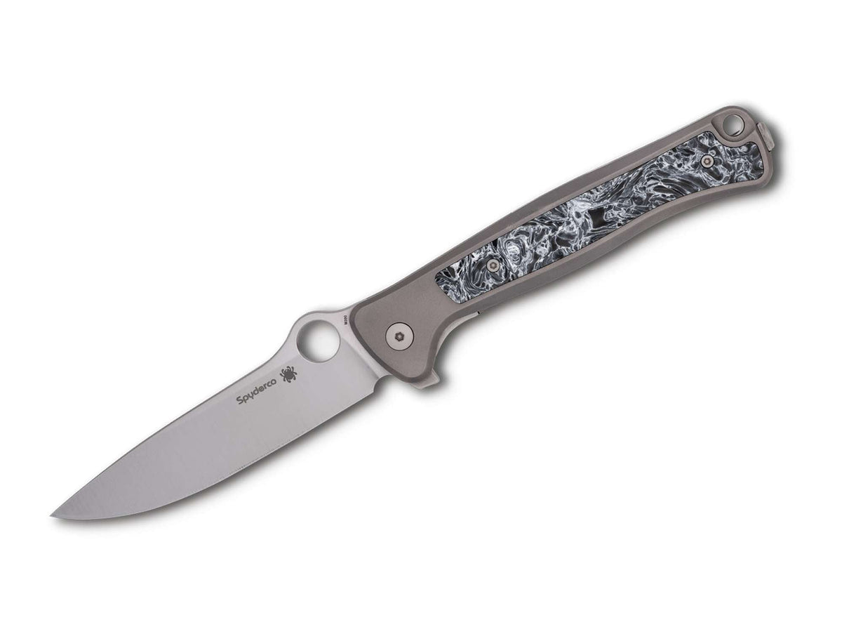 Briceag Slym M390 Titanium PlainEdge Spyderco- Lama M390, Maner Titan