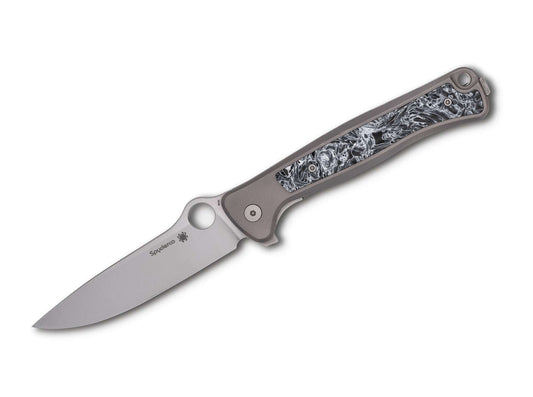 Briceag Slym M390 Titanium PlainEdge Spyderco- Lama M390, Maner Titan