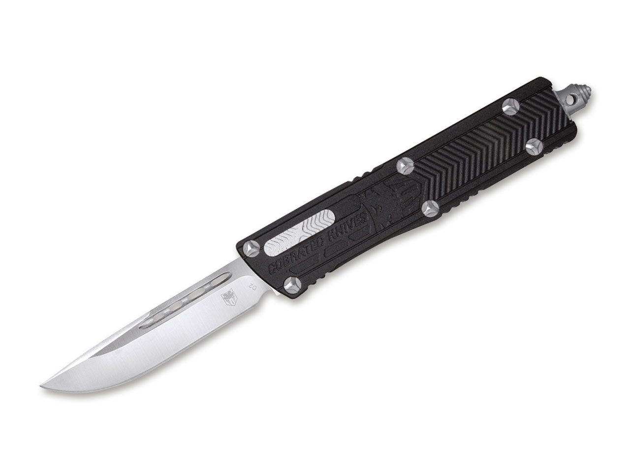 Briceag Small Sidewinder OTF Black CobraTec- Lama D2, Maner Aluminiu