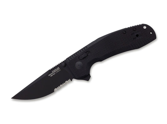 Briceag SOG-TAC XR Blackout Serrated SOG- Lama D2 Serata, Maner G10