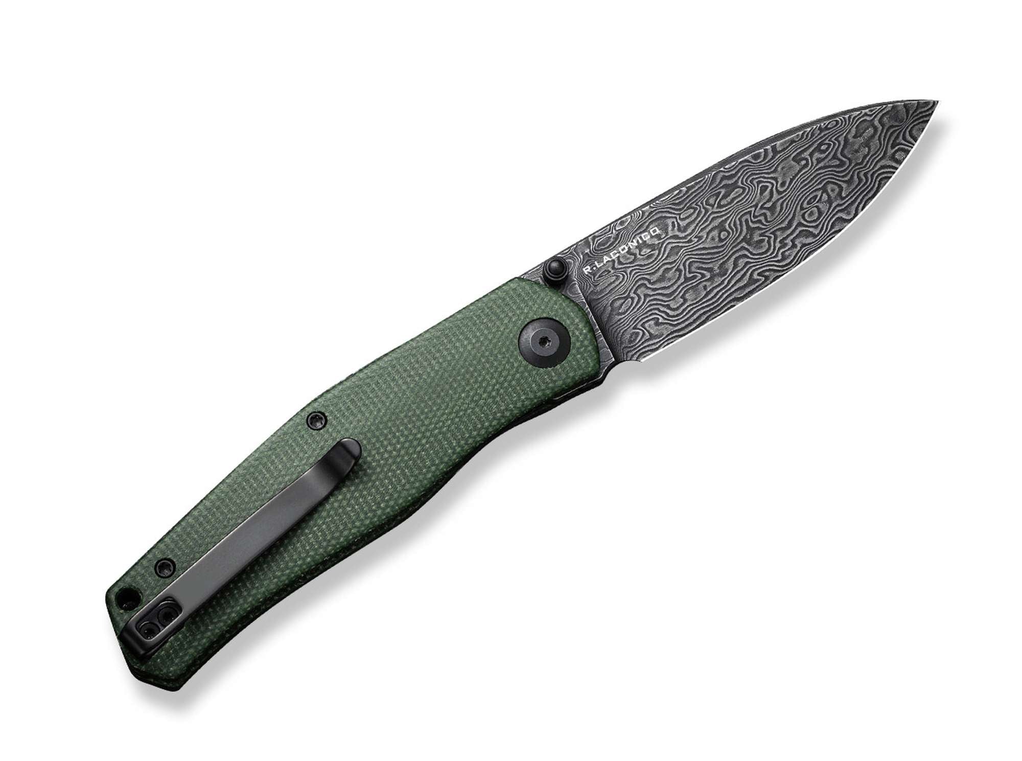Briceag Sokoke Micarta Green Damascus CIVIVI- Lamă Damasc, Maner Micarta Verde