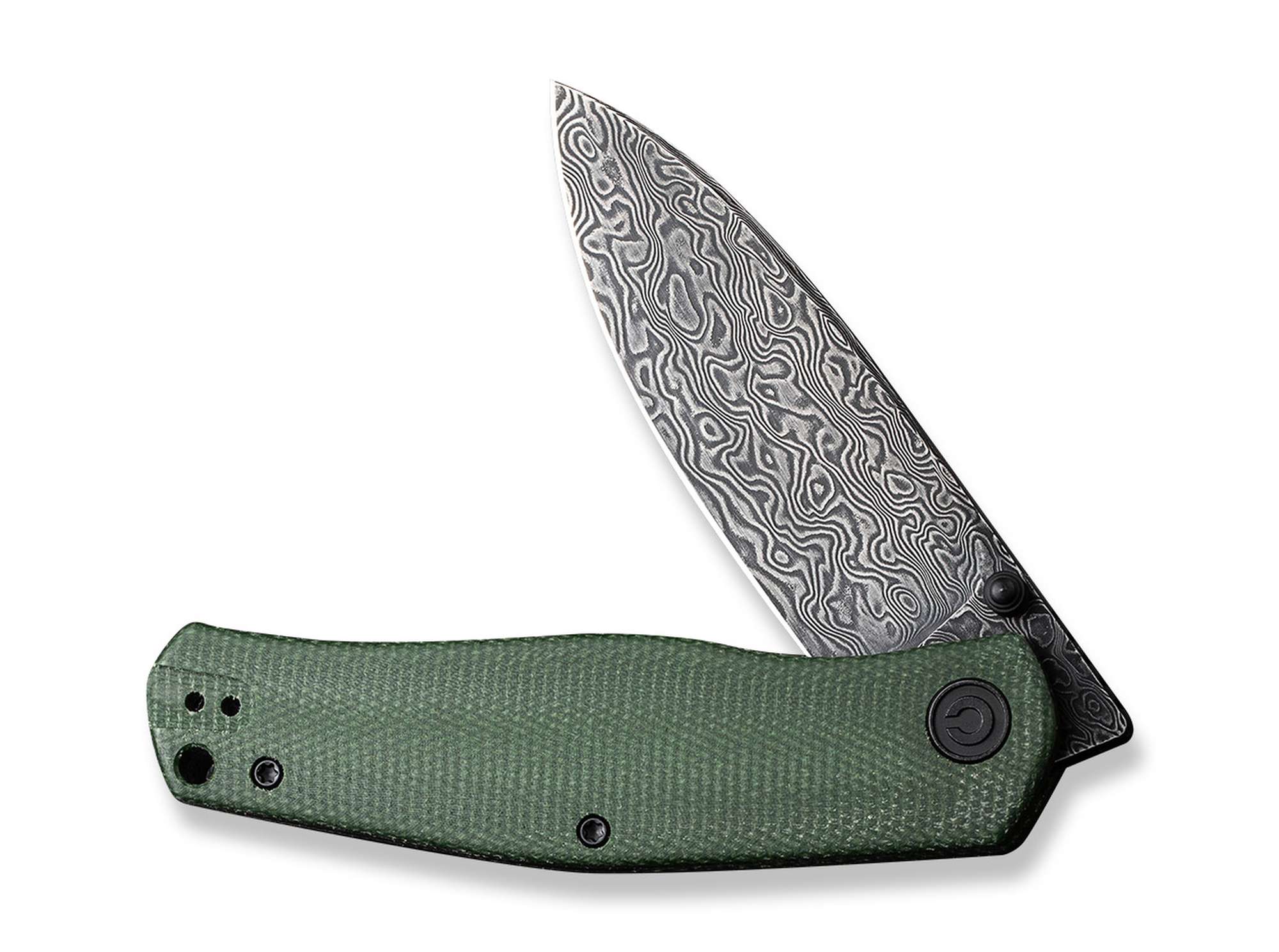 Briceag Sokoke Micarta Green Damascus CIVIVI- Lamă Damasc, Maner Micarta Verde