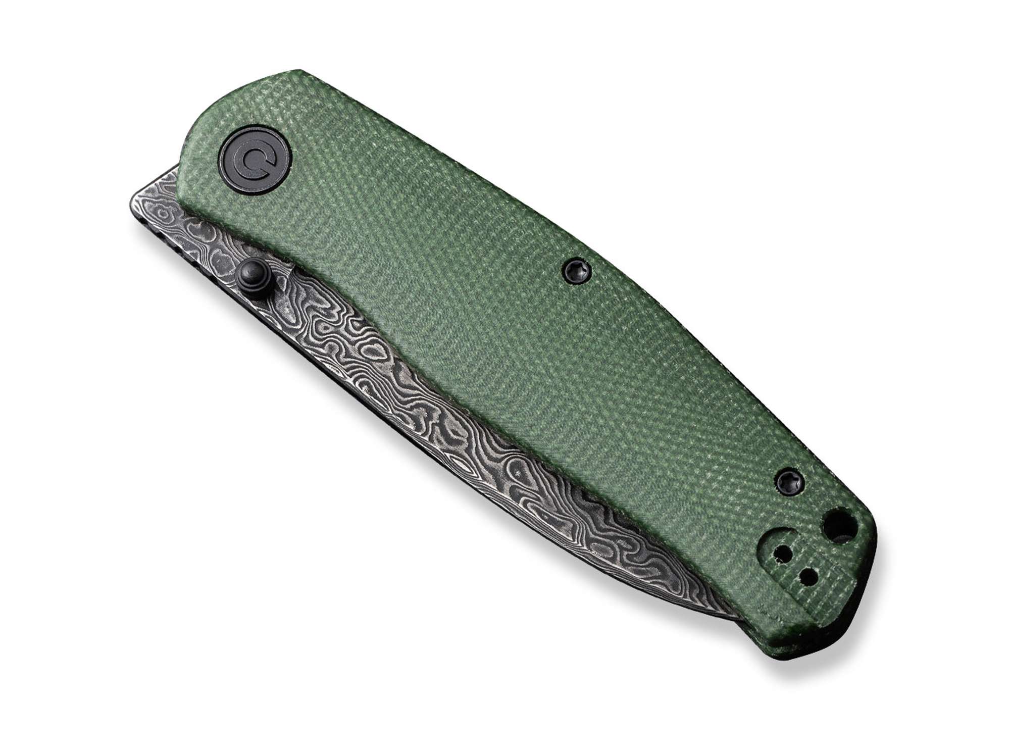Briceag Sokoke Micarta Green Damascus CIVIVI- Lamă Damasc, Maner Micarta Verde