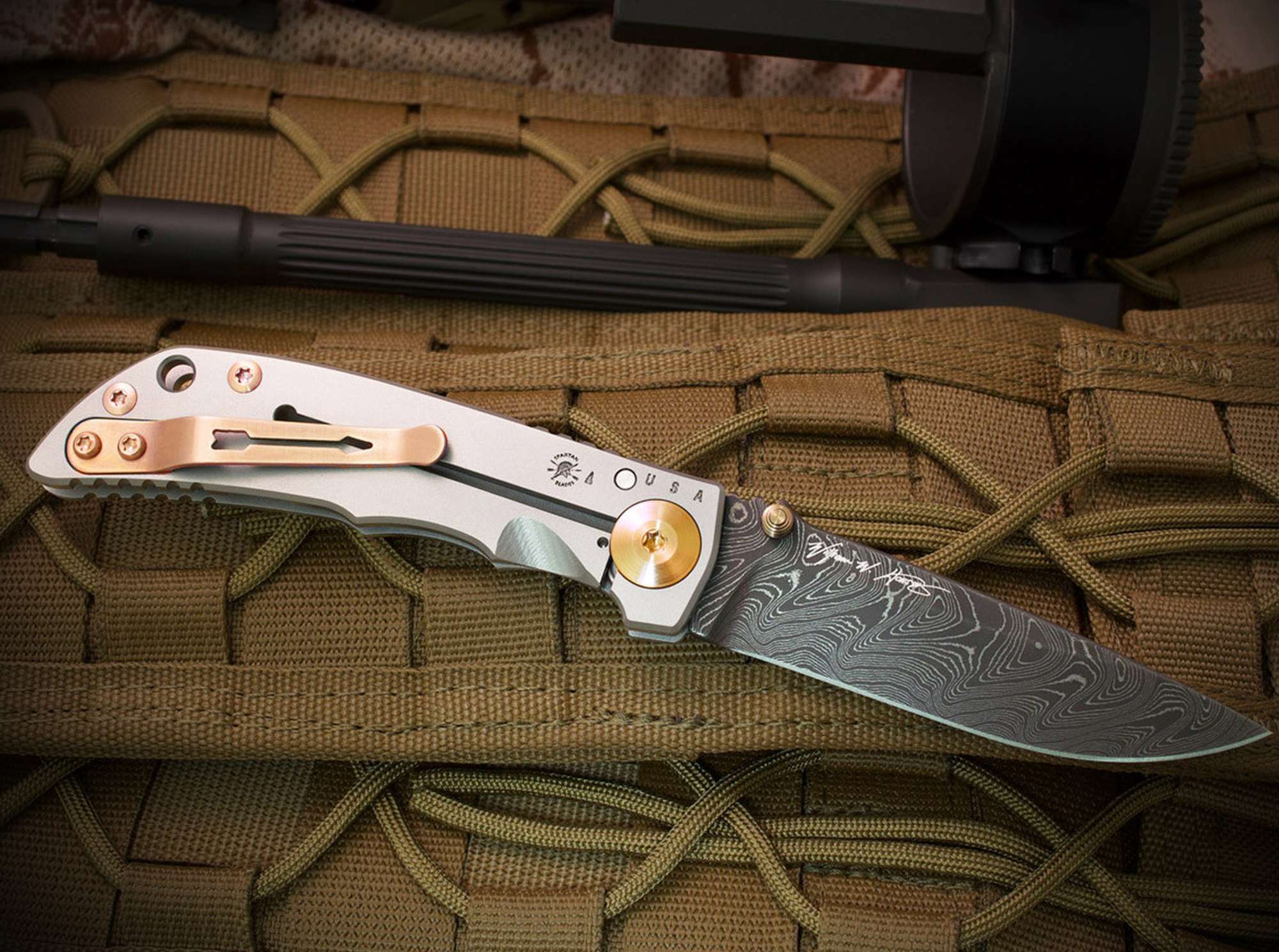 Briceag Spartan-Harsey Folder 3.25 Pineland Cutlery, Inc- Damasc, Titan
