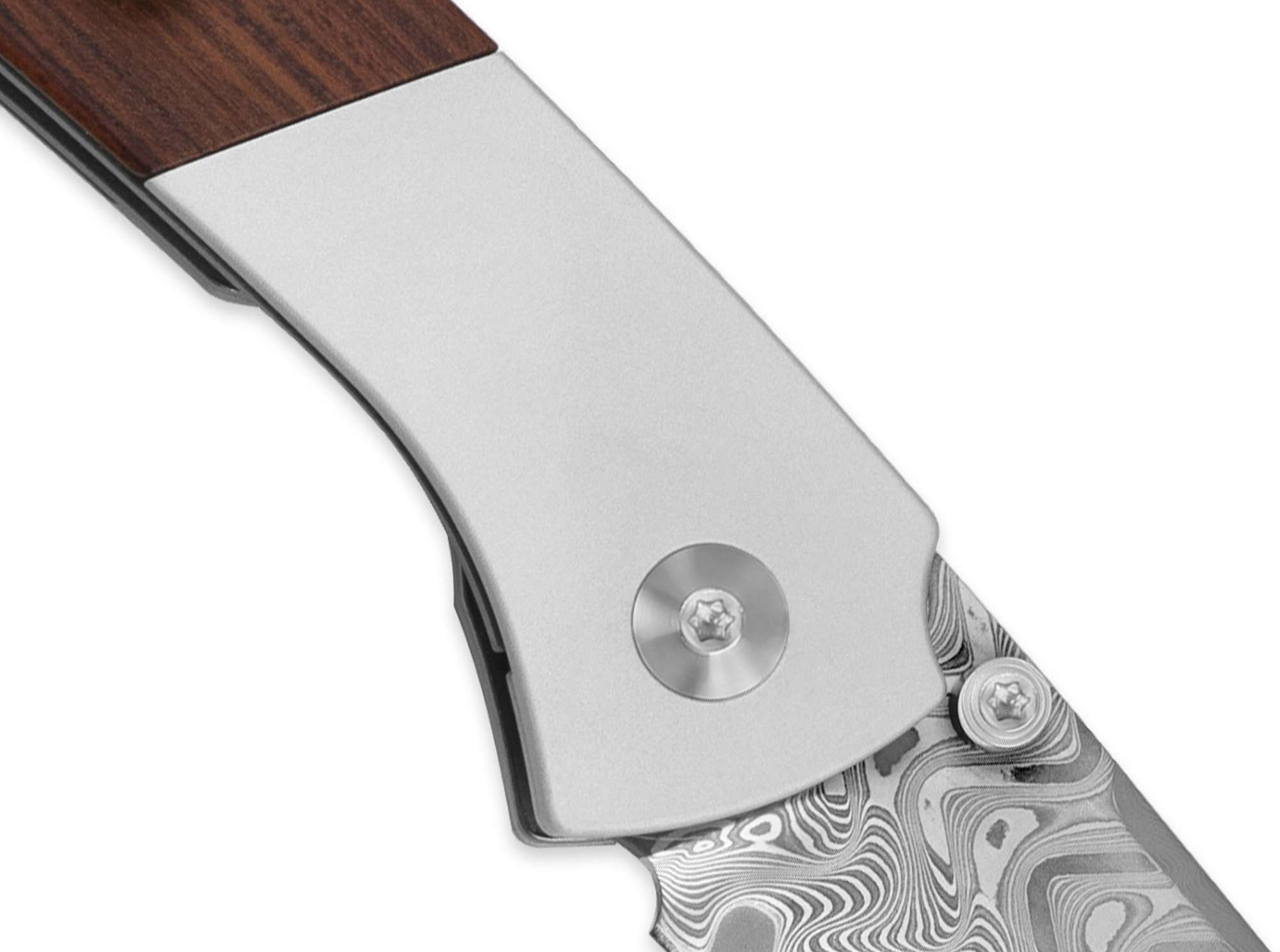Briceag Spitfire Damascus Ti Mkuruti Kizer- Lama Damascus, Maner Titan Mkuruti