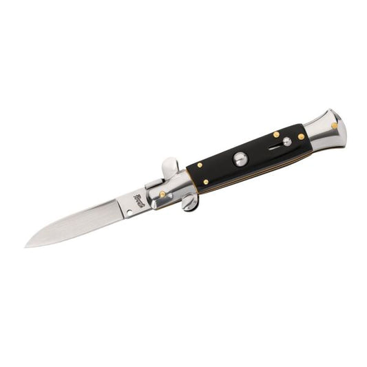 Briceag Springmesser Pakkaholz Negru Herbertz - Oțel 420, Button Lock