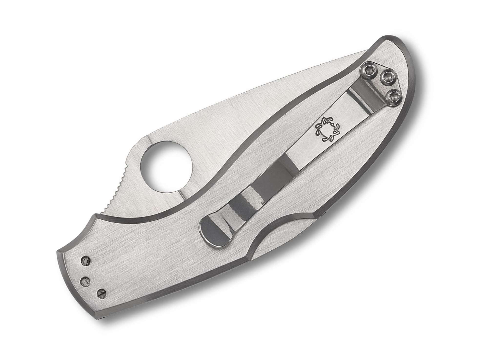 Briceag Spyderco UpTern Silver PlainEdge – Cuțit EDC Fiabil, Simplu și Extrem de Practic