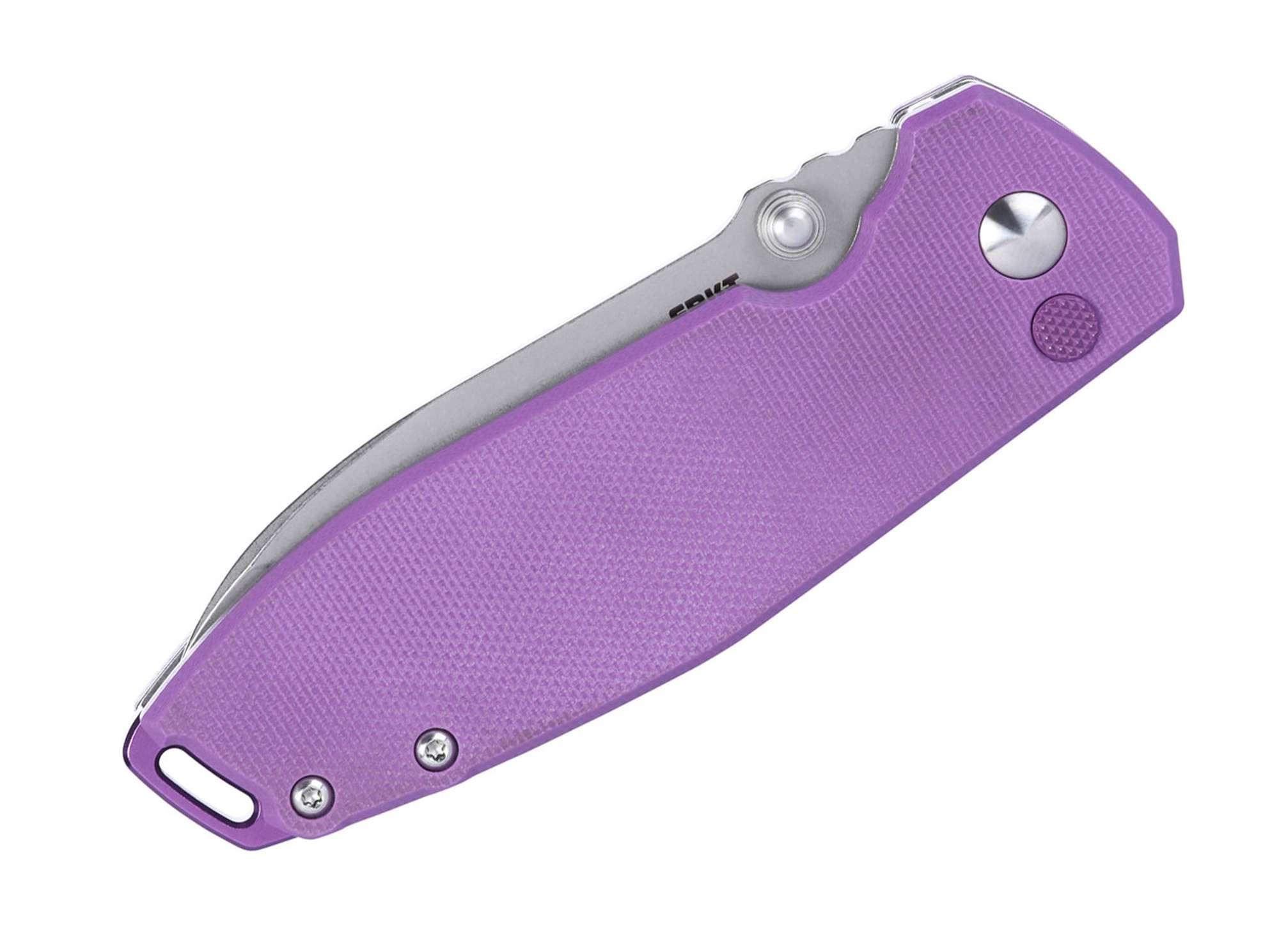 Briceag Squid XM Button Lock G10 Purple CRKT- Maner G10 Violet, Blocare Buton