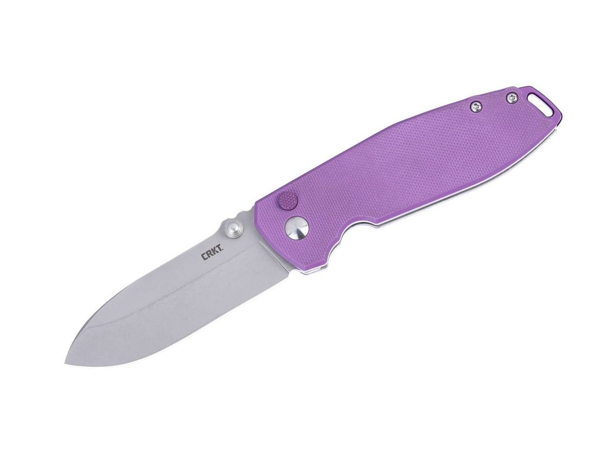 Briceag Squid XM Button Lock G10 Purple CRKT- Maner G10 Violet, Blocare Buton