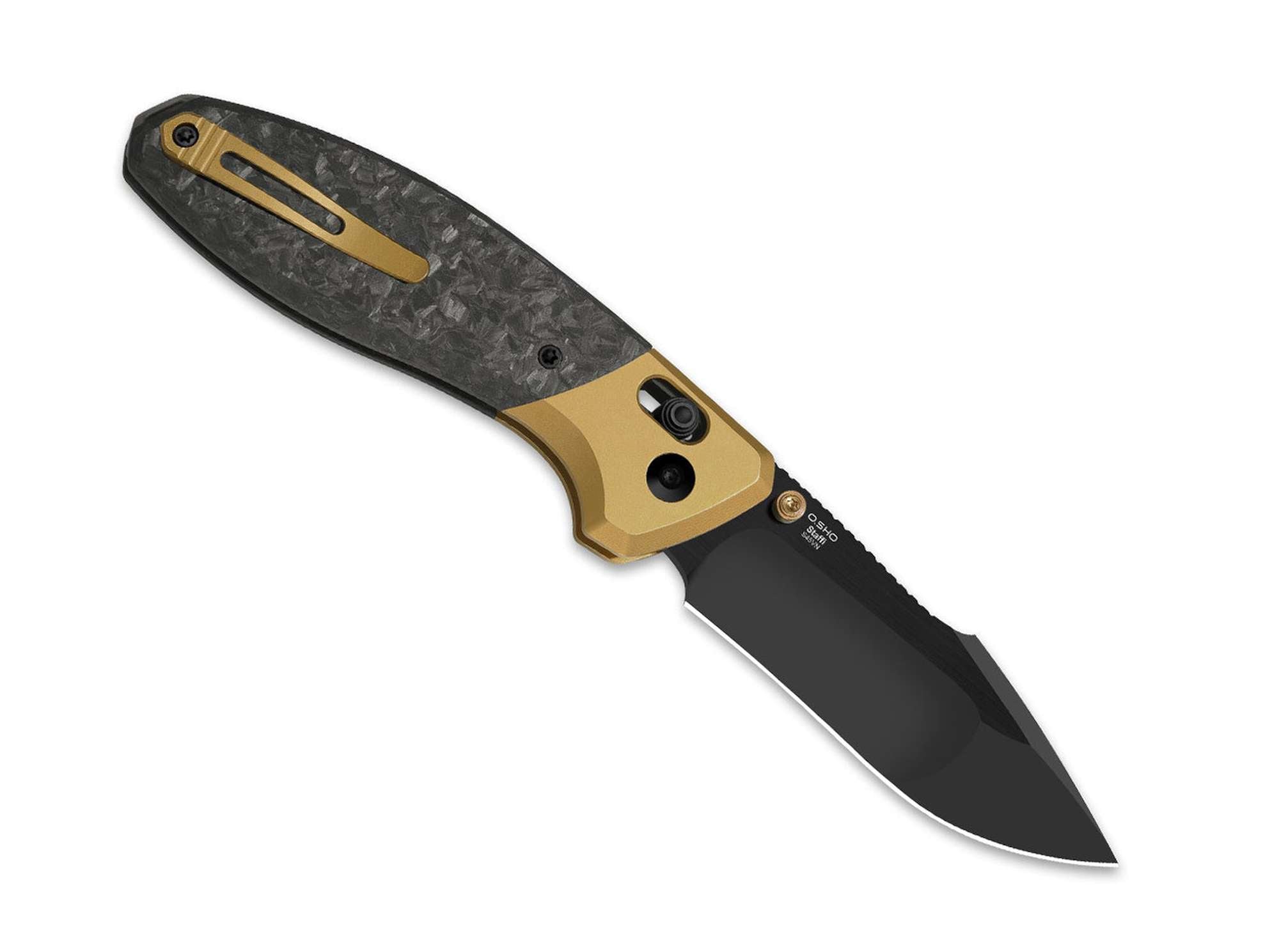 Briceag Staffi S45VN Black Ti CF DLC Kizer- Otel S45VN, Maner Titan CF Negru
