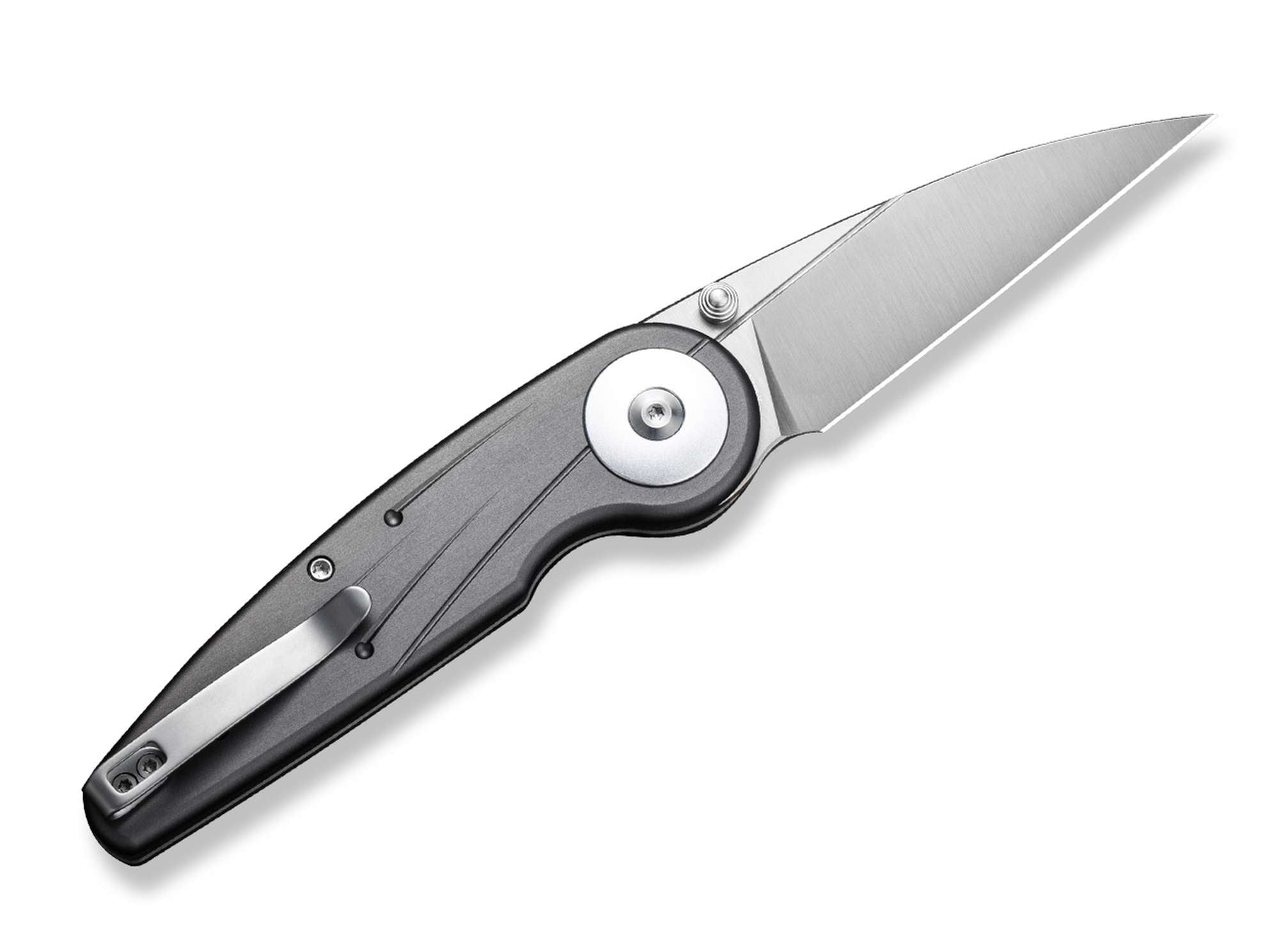 Briceag Starflare Aluminum Grey CIVIVI- Lama Wharncliffe Nitro-V, Mecanism Button Lock