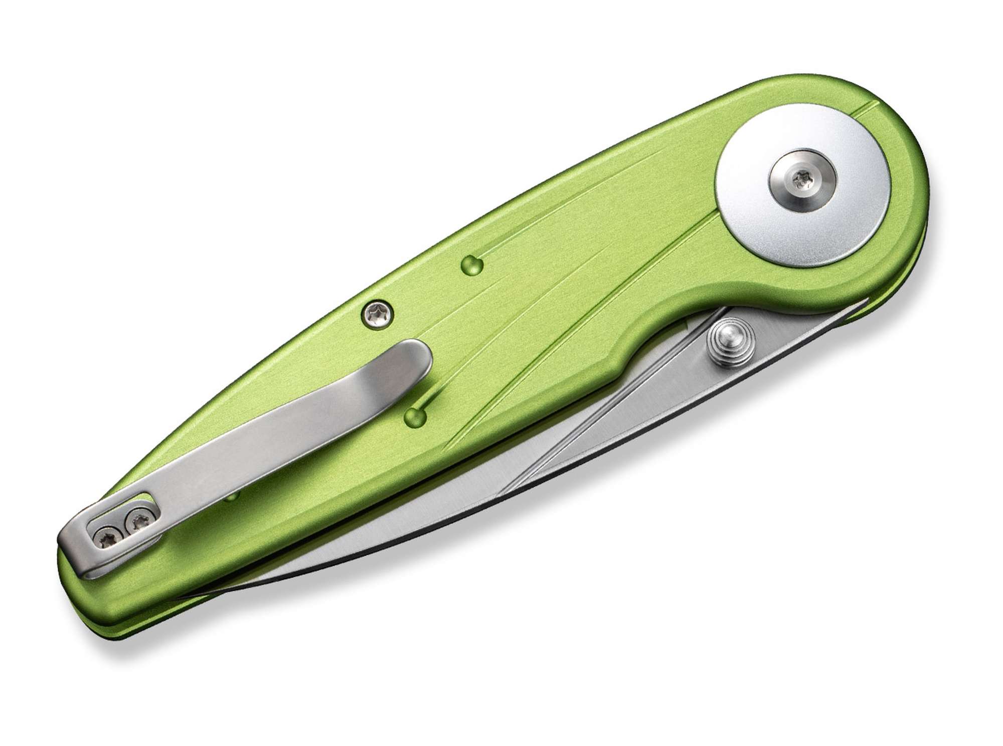 Briceag Starflare Aluminum Lime Green CIVIVI- Design Dinamic, Mecanism Button Lock