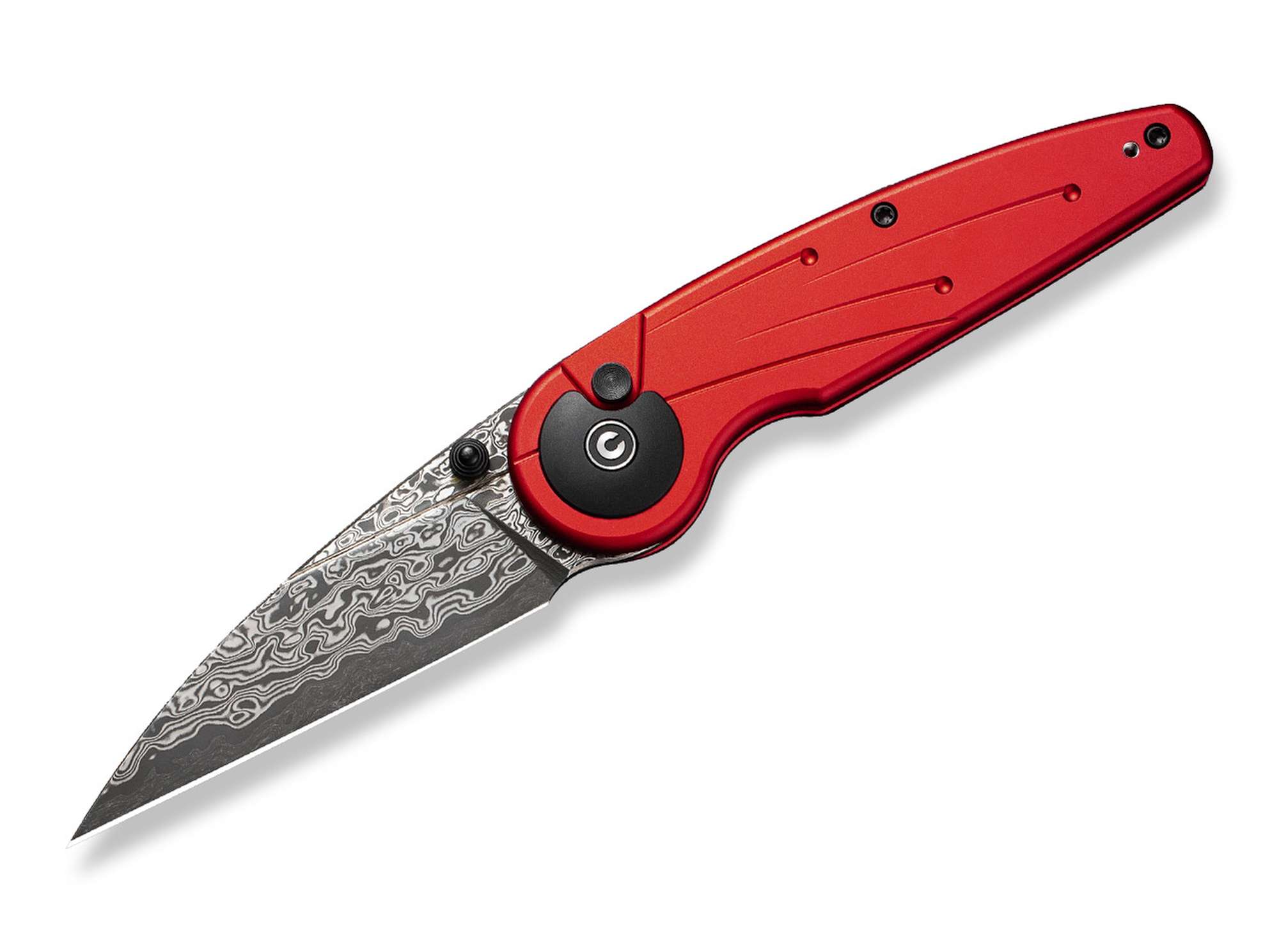 Briceag Starflare Aluminum Red Damascus CIVIVI- EDC, Lama Damascus