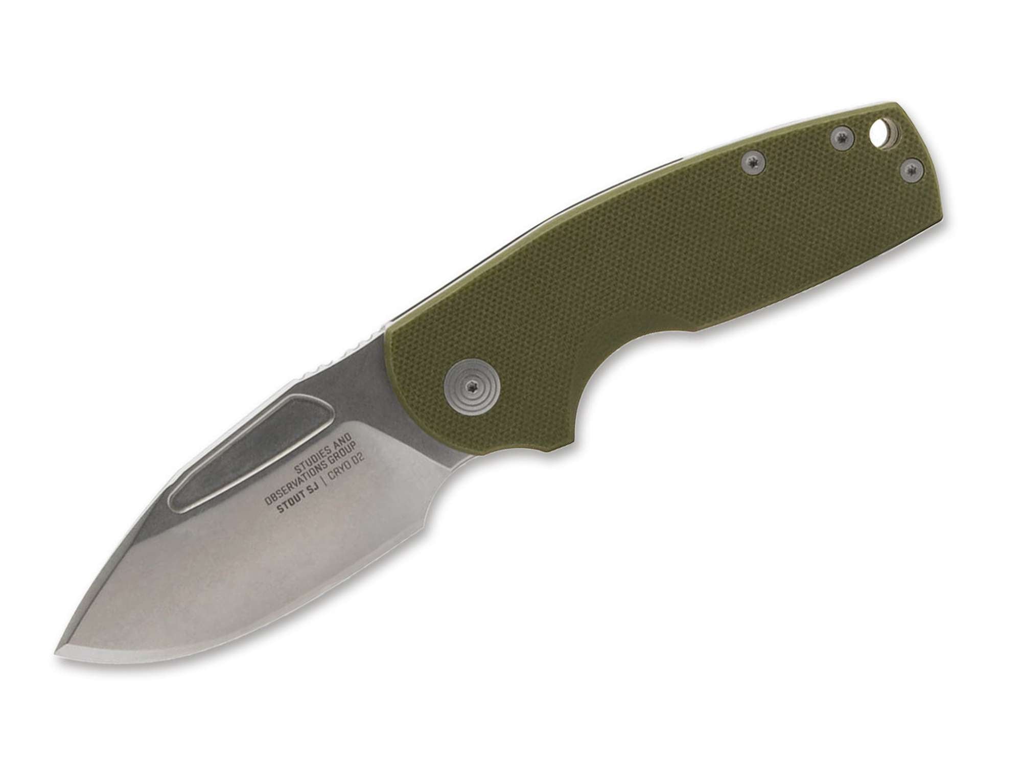 Briceag Stout SJ OD G10 Stonewash SOG- Lama CRYO D2, Maner G10 Verde