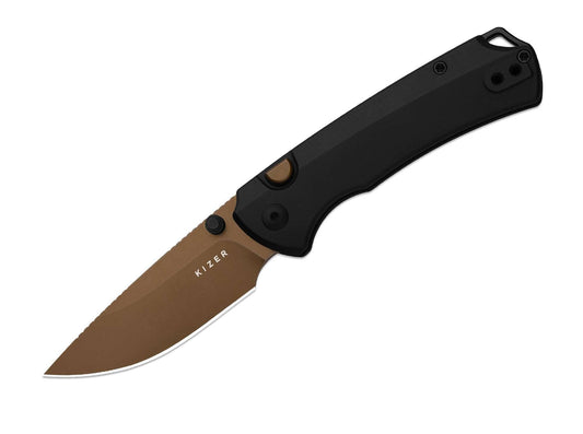 Briceag T1 BD Elmax Black Ti Sunset Metal PVD Kizer- Materiale Premium, Finisaj Distinctiv