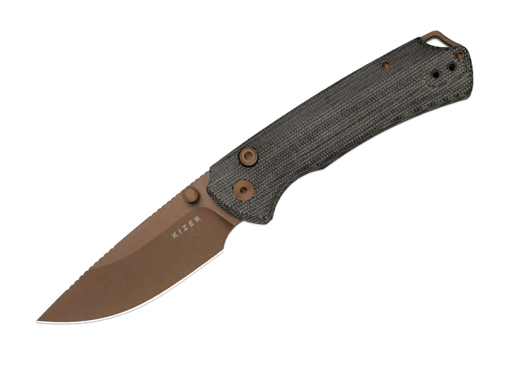 Briceag T1 BD Kizer- Lama Nitro-V, Maner Micarta Gri